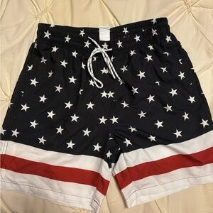 Patriotic swim trunks perfect for the Fourth of July weekend